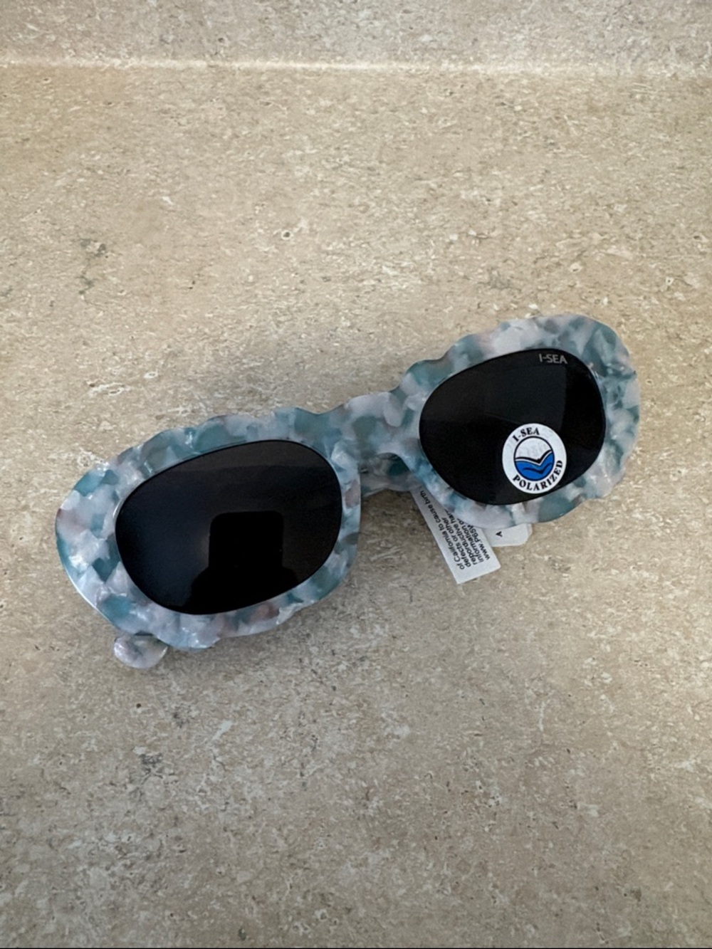 Anthro I-Sea Sunglasses in Blue-Green Marble Frame